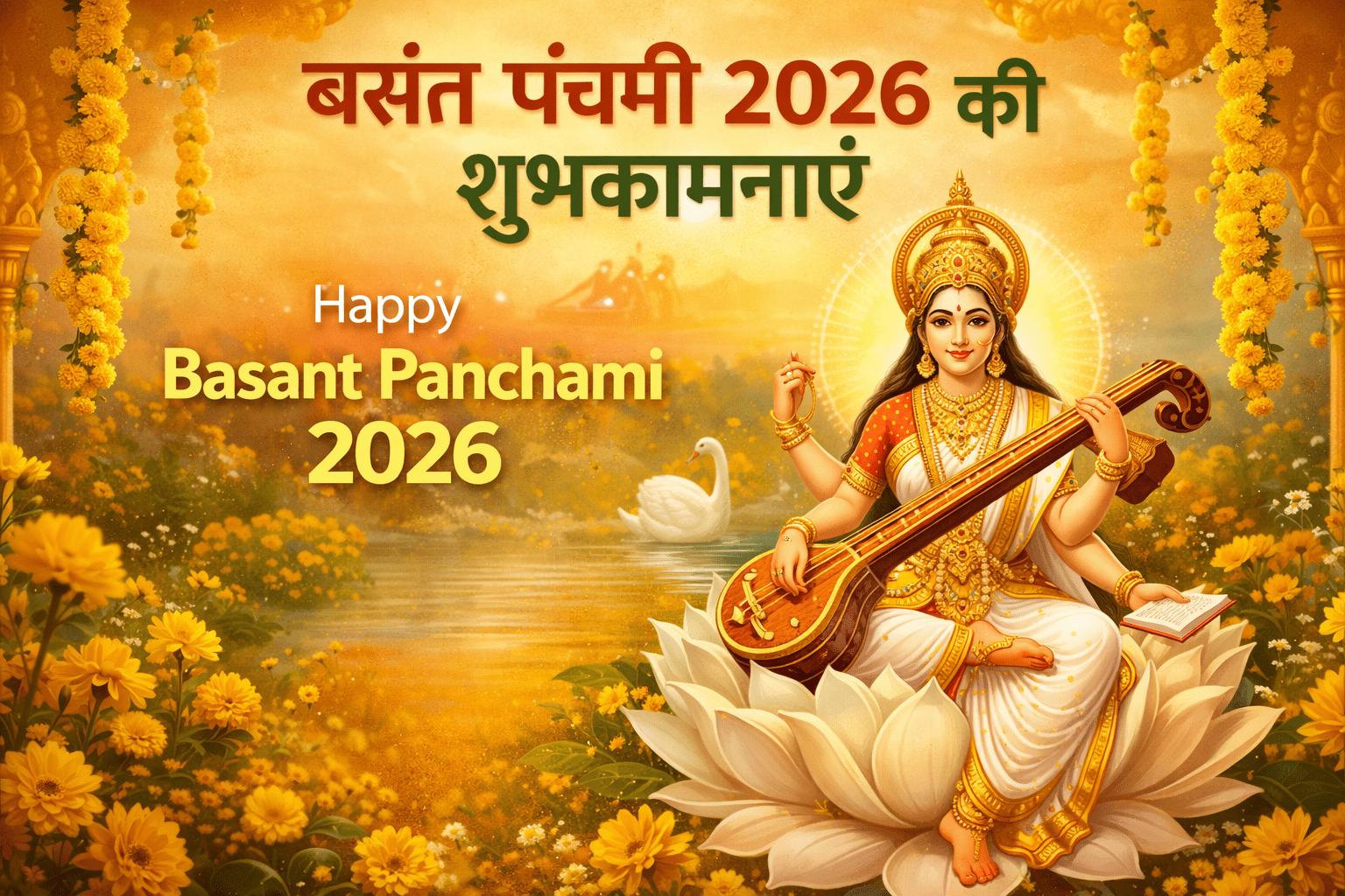 Basant Panchami 2026 Saraswati Puja Wishes in Hindi
