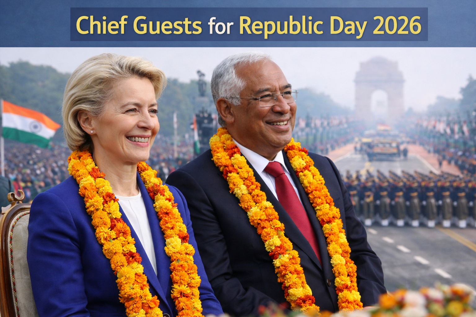 chief guests for 77th Republic Day celebrations in 2026: Ursula von der Leyen, President of the European Commission and António Costa, President of the European Council