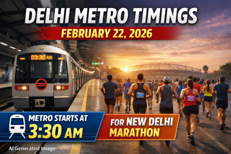 Delhi Metro Timing on 22 February 2026